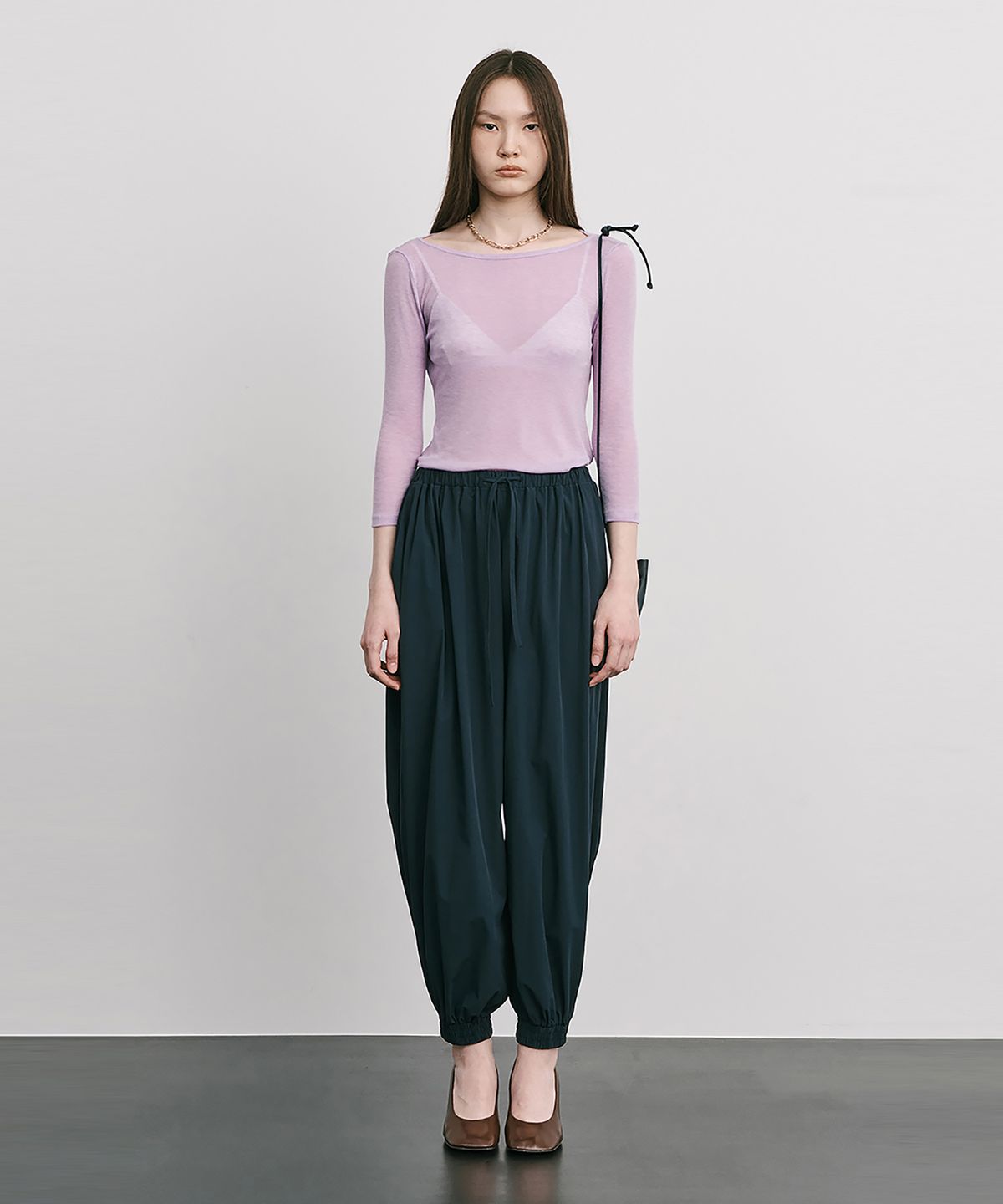 분더캄머(WNDERKAMMER) Shirred Moon Jar Pants_Navy(주름달항아리 팬츠_네이비)