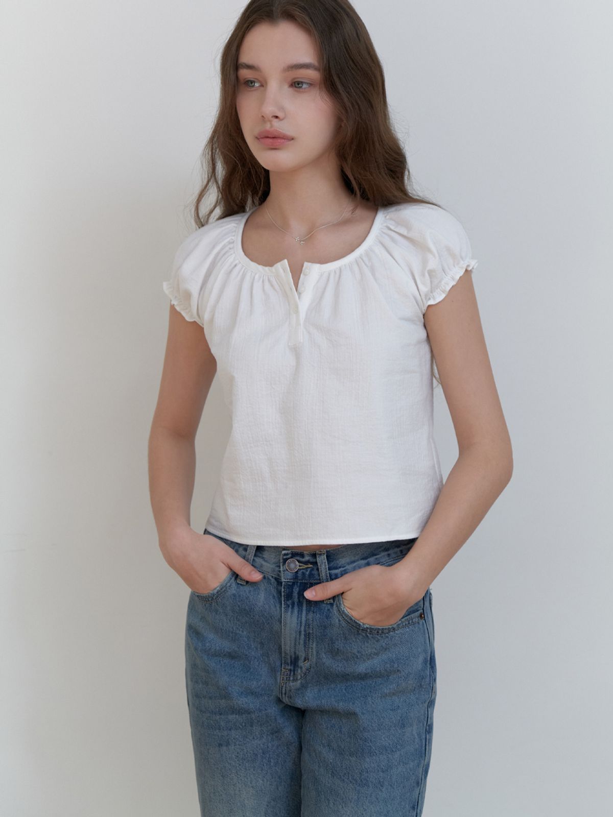 리엘(RE L) Over-creamed blouse (ivory)