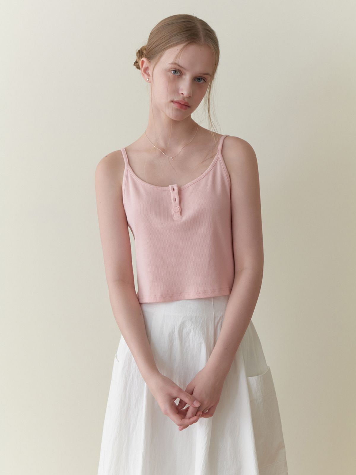 리엘(RE L) Soda button sleeveless (pink)
