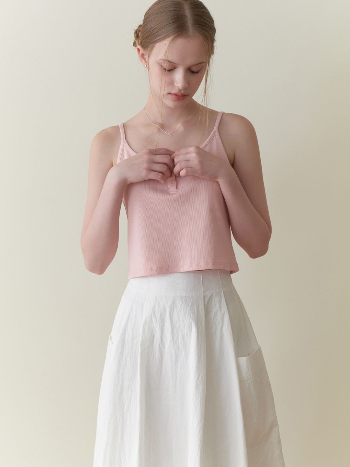 리엘(RE L) Soda button sleeveless (pink)