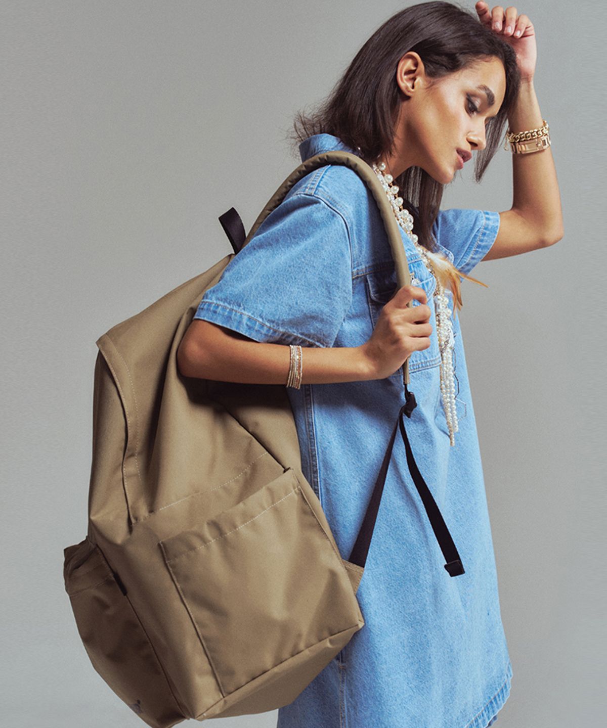 에르에르(ERER) Super big backpack Beige