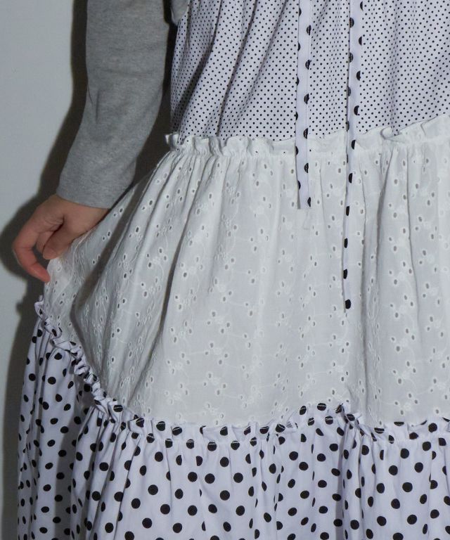★2025SS新作★RONRON★DOT LACE MIX PATCH CANCAN LONG SKIRT MUSINSA | RONRON DOT LACE MIX PATCH CANCAN LONG SKIRT WHITE