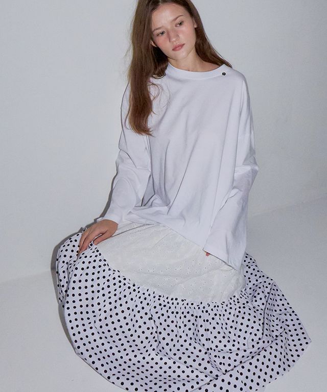 25SS新作【RONRON】DOT LACE MIX PATCH CANCAN LONG SKIRT★2色 MUSINSA | RONRON DOT LACE MIX PATCH CANCAN LONG SKIRT WHITE