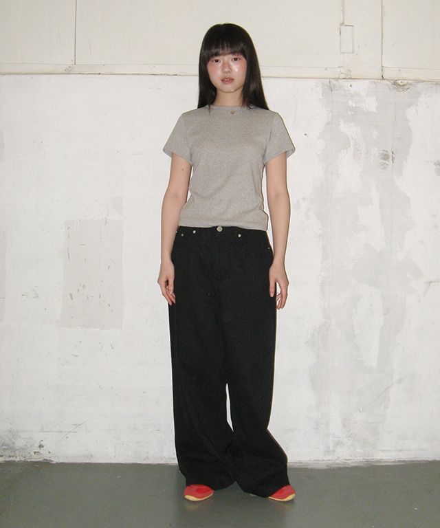 MUSINSA | RONRON BACK HEART STITCH POCKET DENIM PANTS BLACK