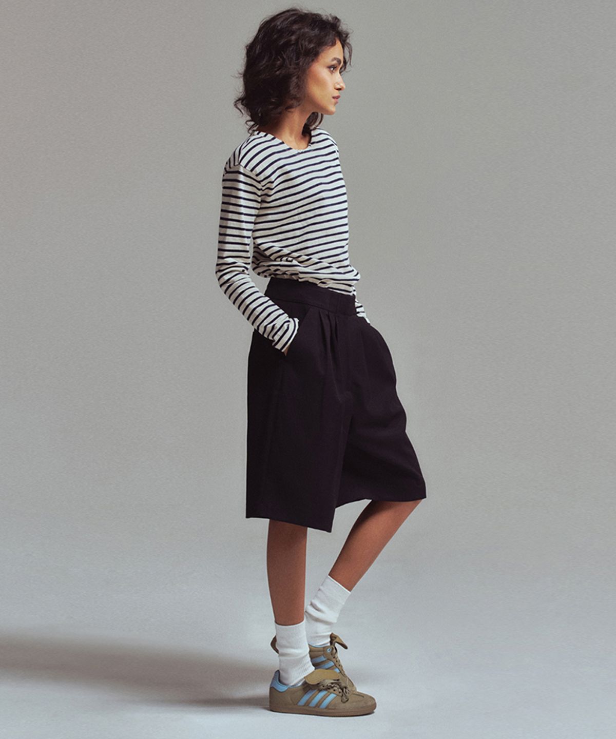 에르에르(ERER) Striped vintage washing long sleeve Navy