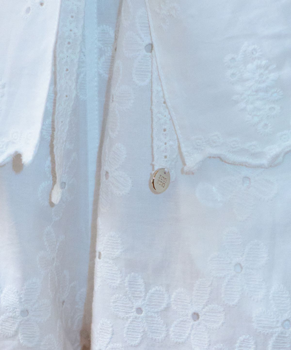 론론(RONRON) COTTON EYELET SCALLOP PENDANT DROP BANDING PANTS WHITE