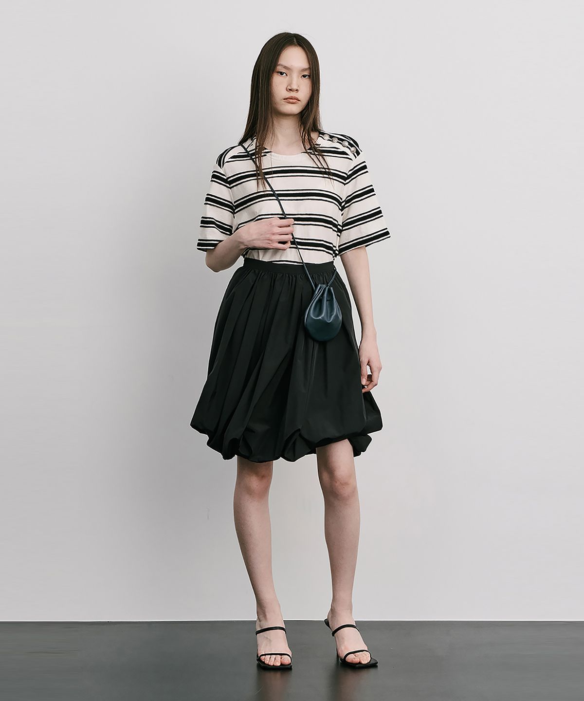 분더캄머(WNDERKAMMER) Stripe Jacquard Knit Short Sleeve T_Cream(스트라이프 자카드 니트 반팔 T_크림)