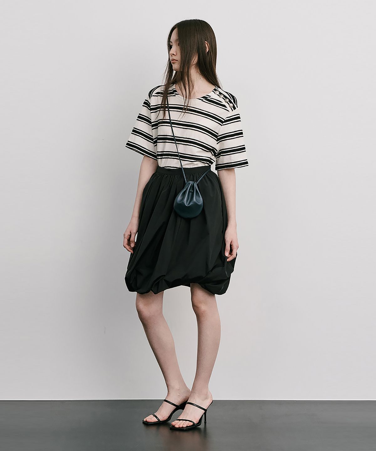 분더캄머(WNDERKAMMER) Stripe Jacquard Knit Short Sleeve T_Cream(스트라이프 자카드 니트 반팔 T_크림)