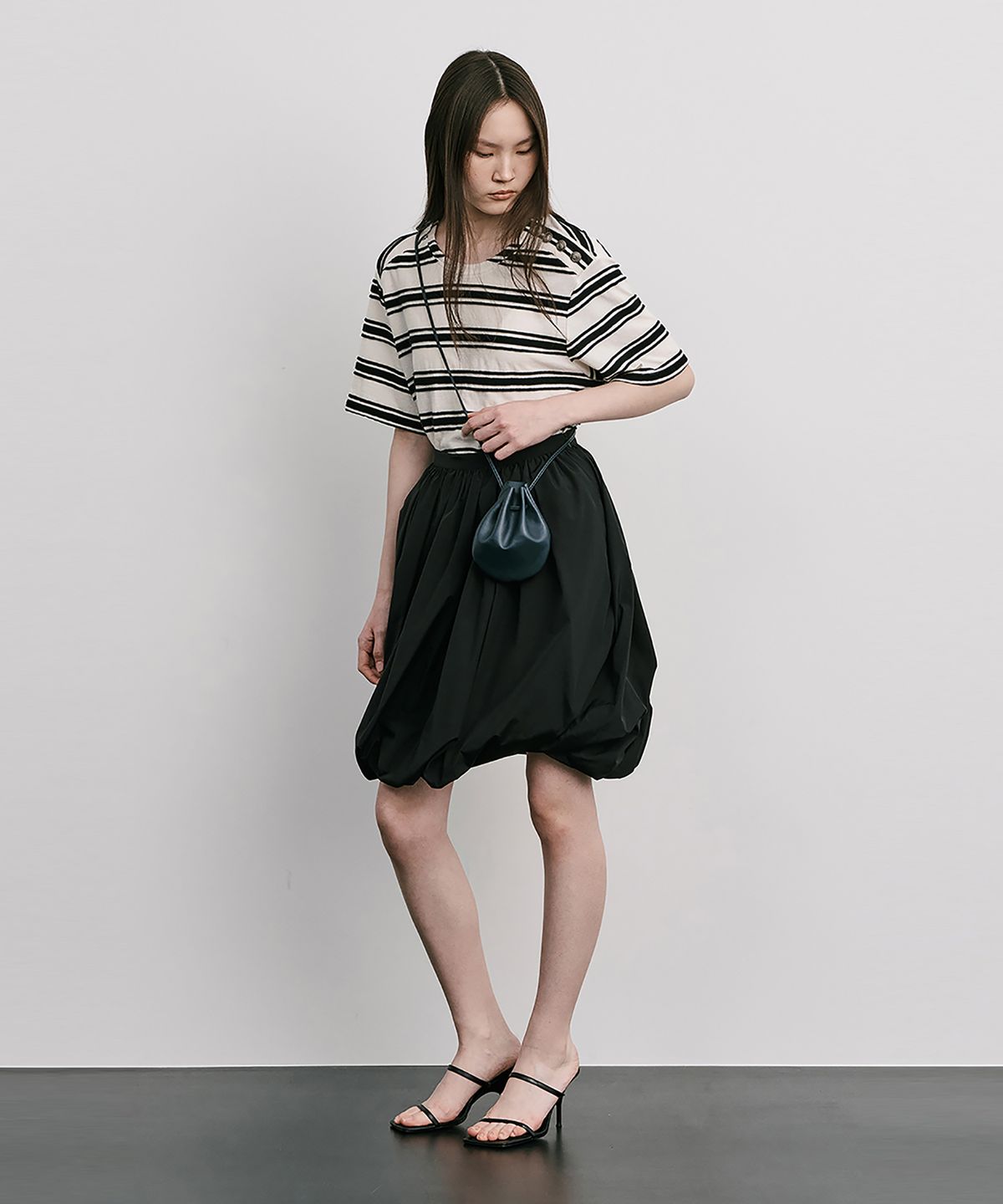 분더캄머(WNDERKAMMER) Stripe Jacquard Knit Short Sleeve T_Cream(스트라이프 자카드 니트 반팔 T_크림)