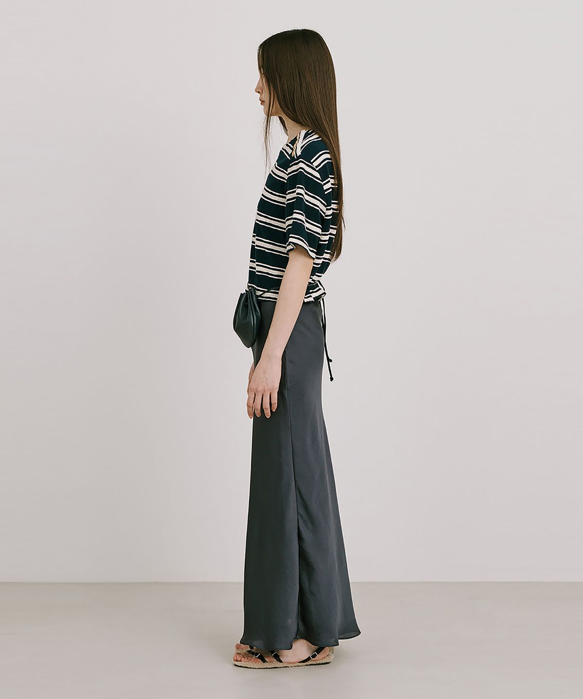 분더캄머(WNDERKAMMER) Stripe Jacquard Knit Short Sleeve T_Navy(스트라이프 자카드 니트 반팔 T_네이비)