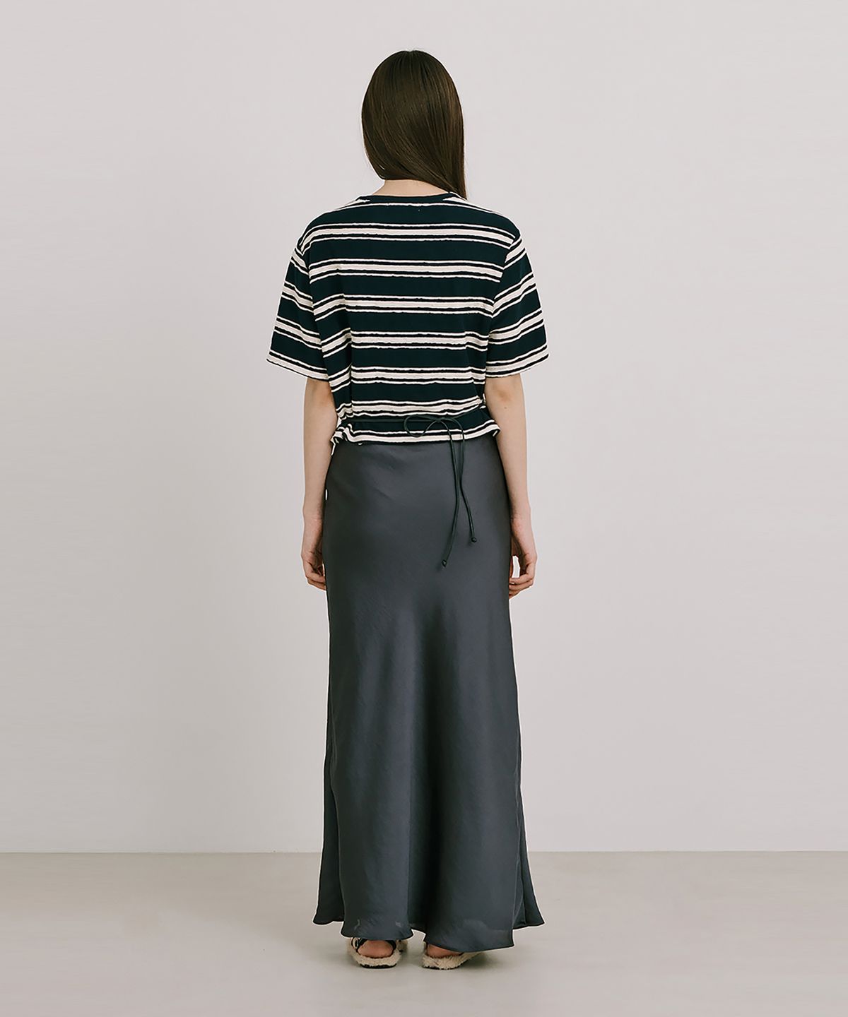 분더캄머(WNDERKAMMER) Stripe Jacquard Knit Short Sleeve T_Navy(스트라이프 자카드 니트 반팔 T_네이비)