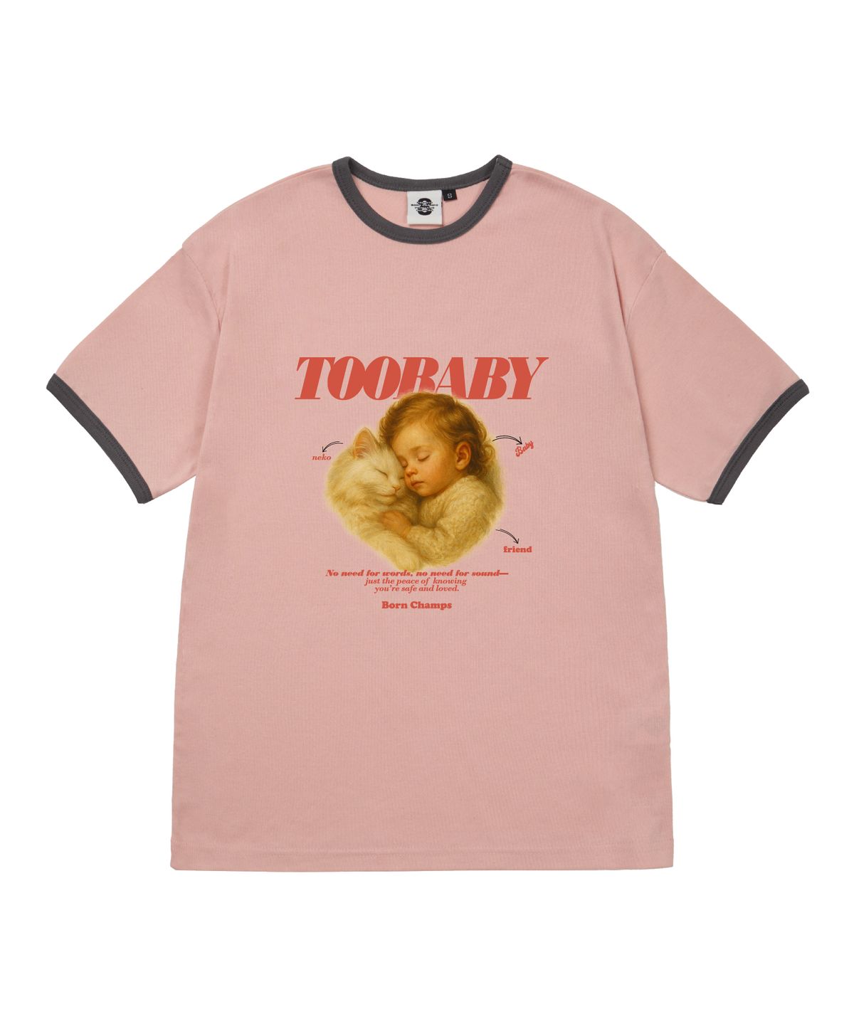 본챔스(BORN CHAMPS) [5 COLORS] TOO BABY 여성 후라이스 링거 반팔티셔츠 B25ST55