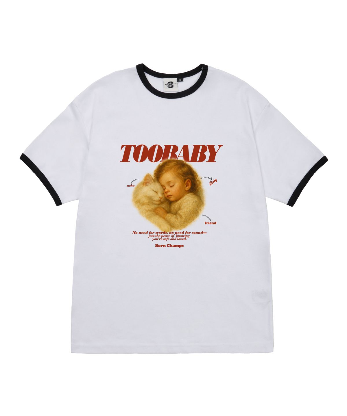 본챔스(BORN CHAMPS) [5 COLORS] TOO BABY 여성 후라이스 링거 반팔티셔츠 B25ST55