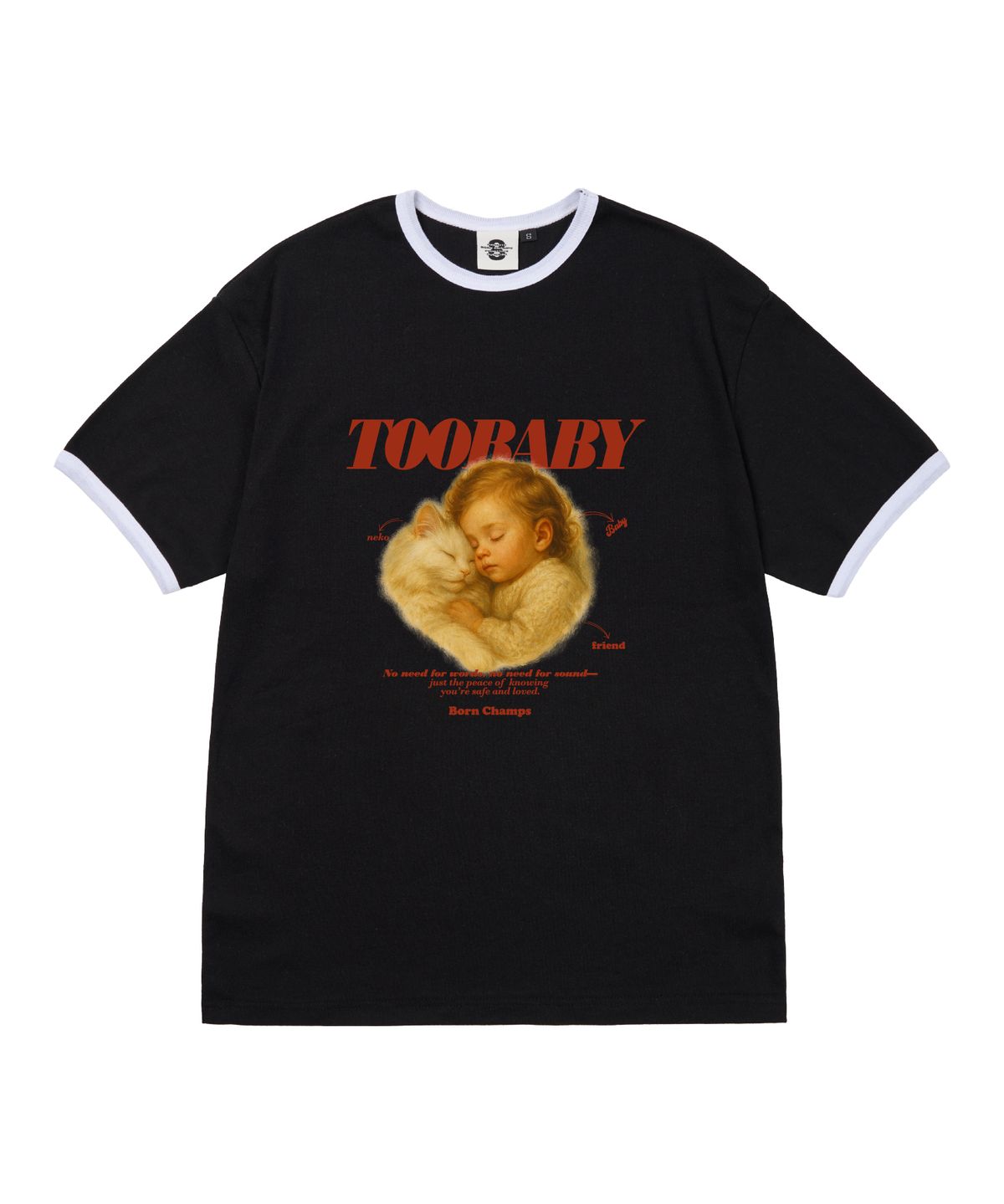 본챔스(BORN CHAMPS) [5 COLORS] TOO BABY 여성 후라이스 링거 반팔티셔츠 B25ST55