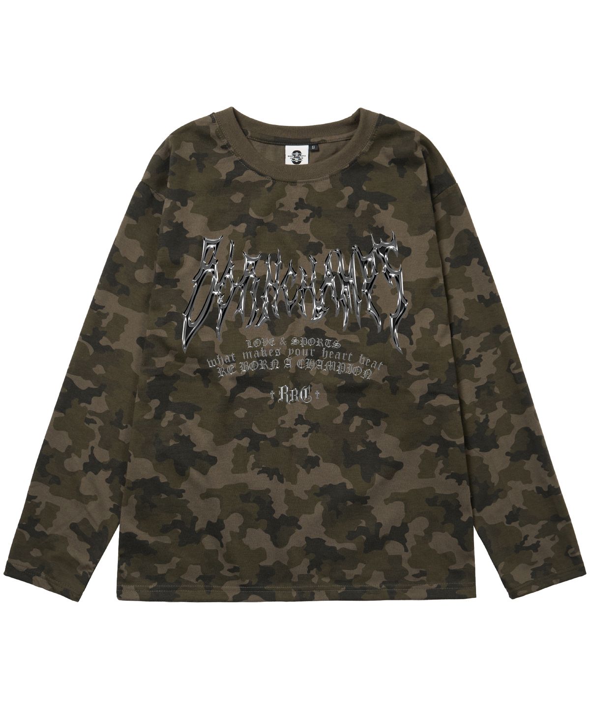 본챔스(BORN CHAMPS) [3 COLORS] HEART TRIBAL CHROME 오버핏 카모 롱 슬리브 B25ST57