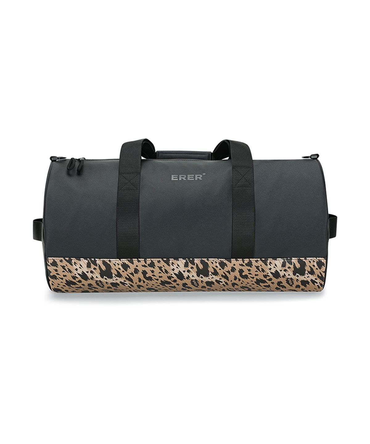 에르에르(ERER) Signature leopard roll boston bag Black