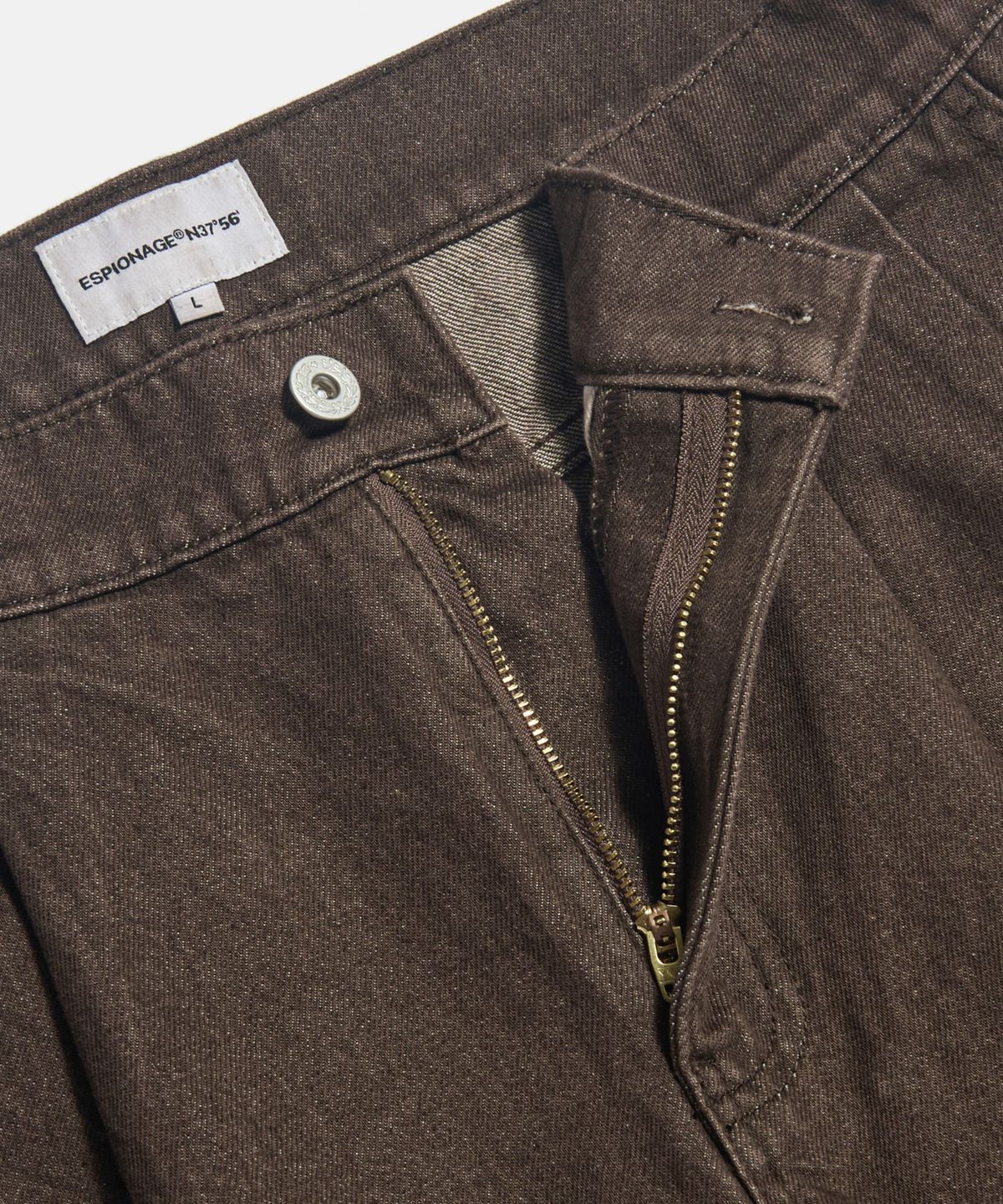 에스피오나지(ESPIONAGE) Double Pleats Denim Shorts Washed Brown