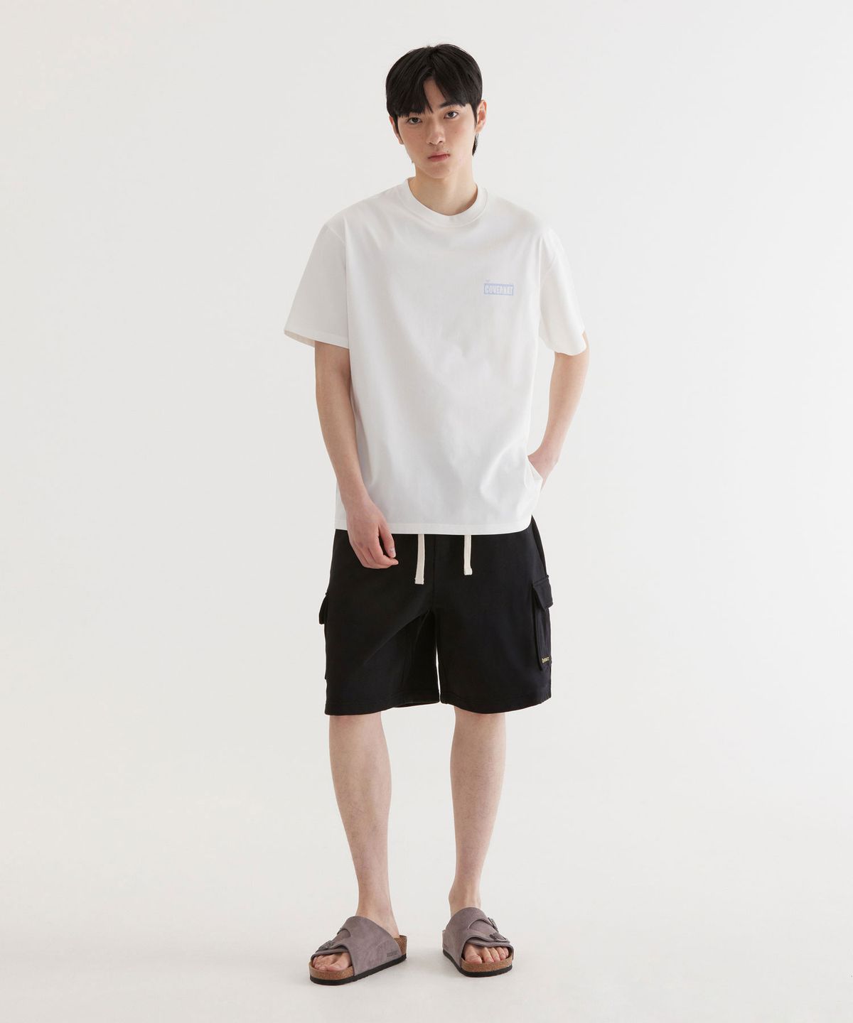 커버낫(COVERNAT) 레귤러 어센틱 스웻 카고 쇼츠 Black