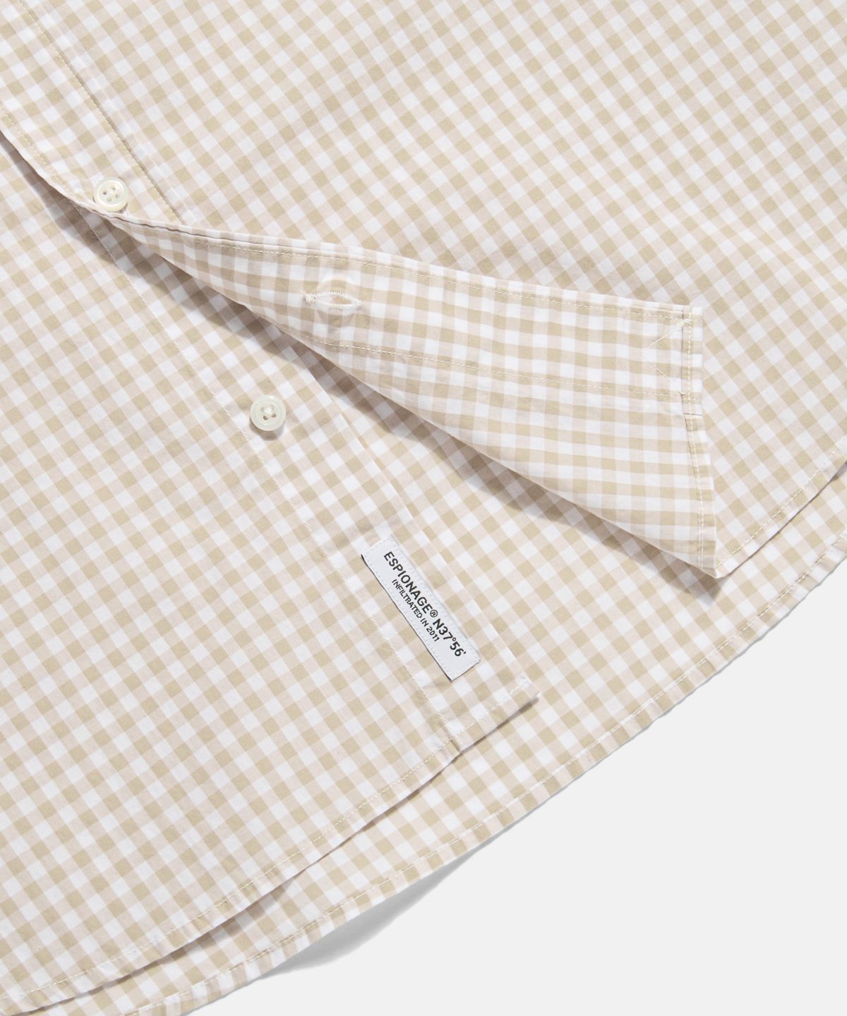 에스피오나지(ESPIONAGE) Gingham S/S Over Shirt Beige