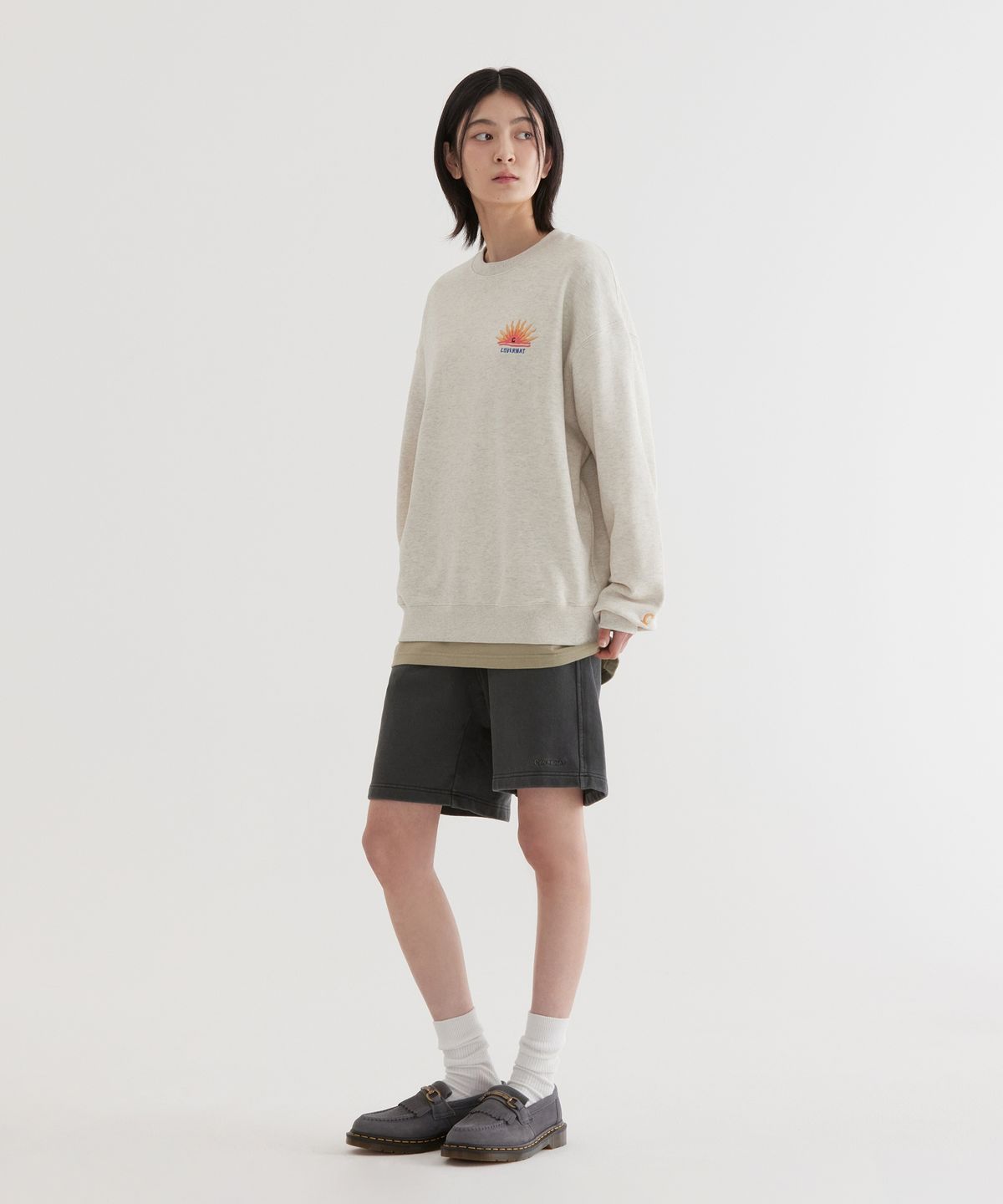 커버낫(COVERNAT) 레귤러 스몰 어센틱 다잉 스웻 쇼츠 Charcoal