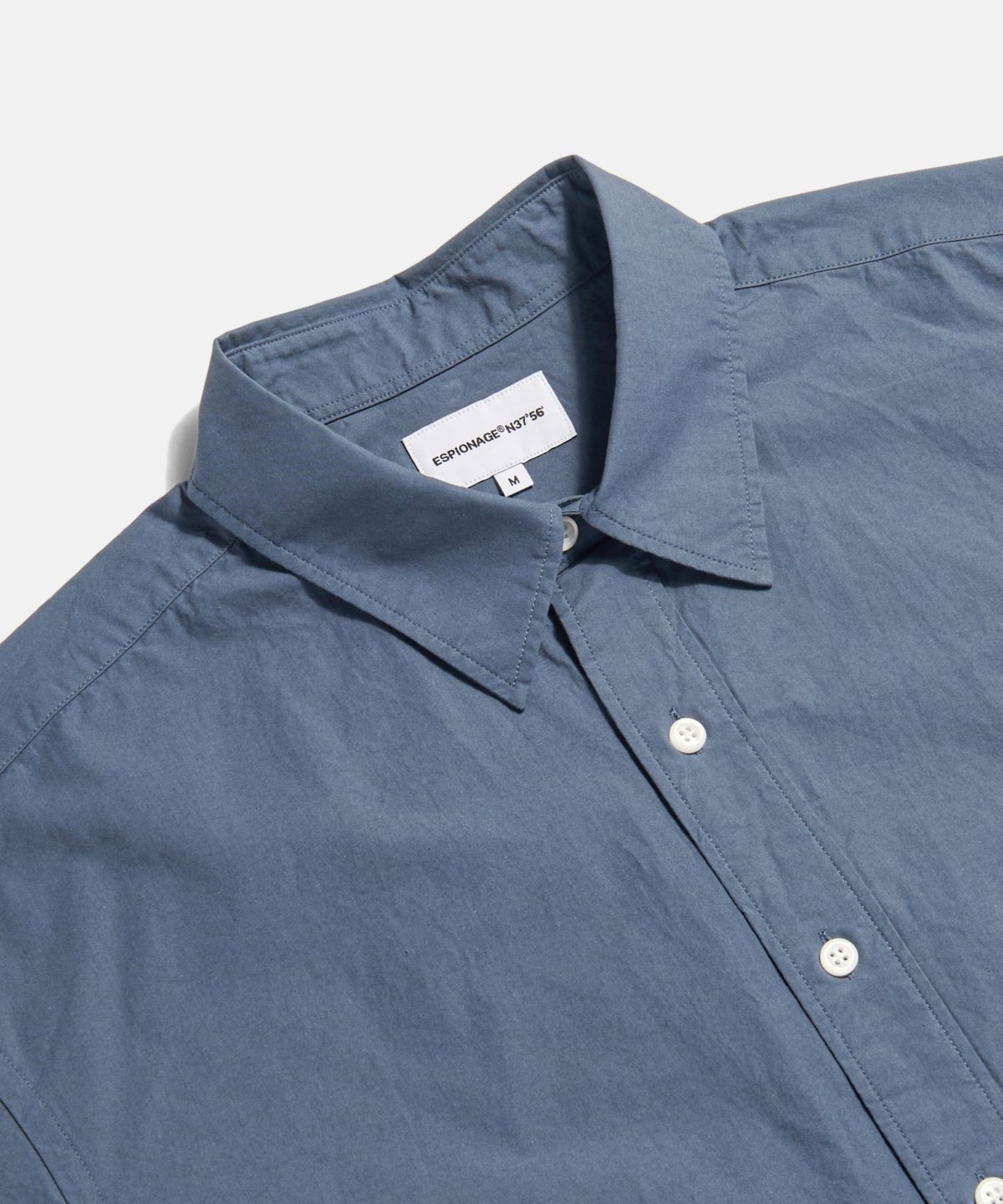 에스피오나지(ESPIONAGE) Crest Logo S/S Over Shirt Denim Blue