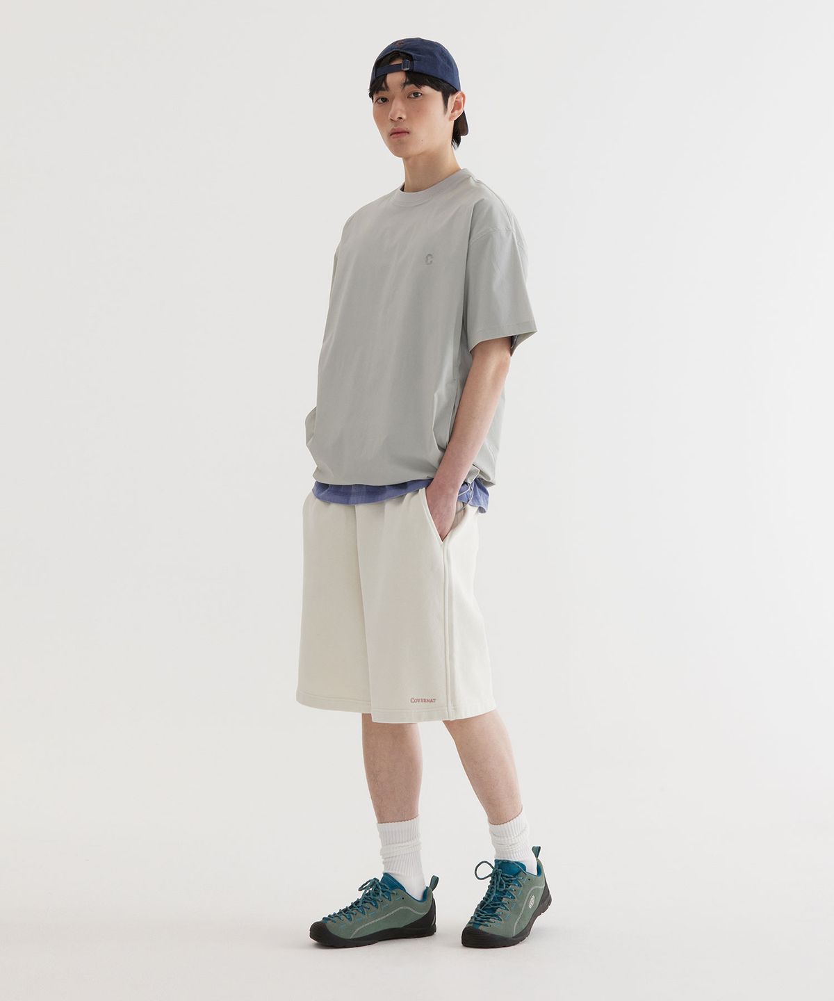 커버낫(COVERNAT) 테크 나일론 베이직 티셔츠 Light Gray