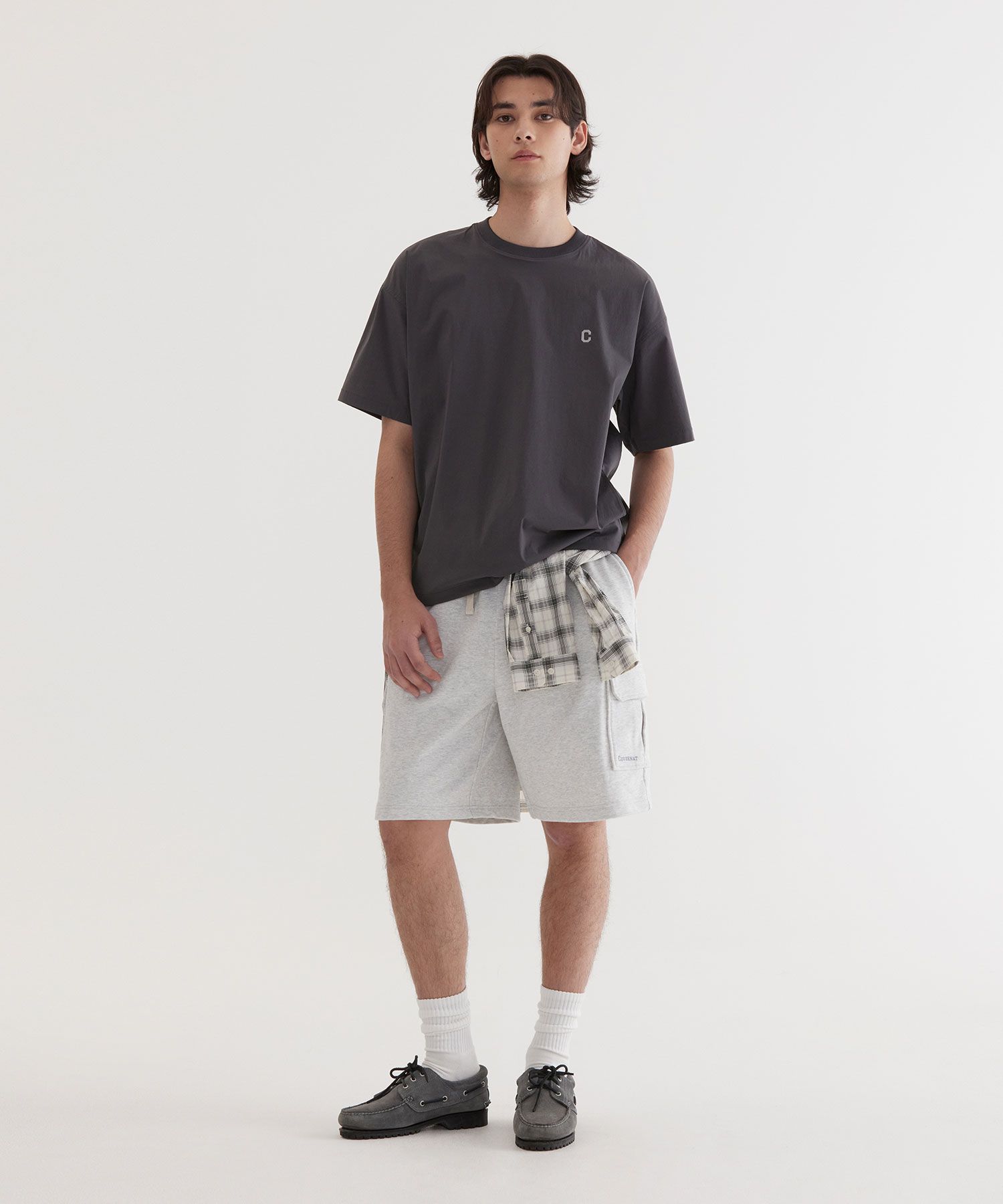 MUSINSA | COVERNAT Tech Nylon Basic T-Shirt Charcoal