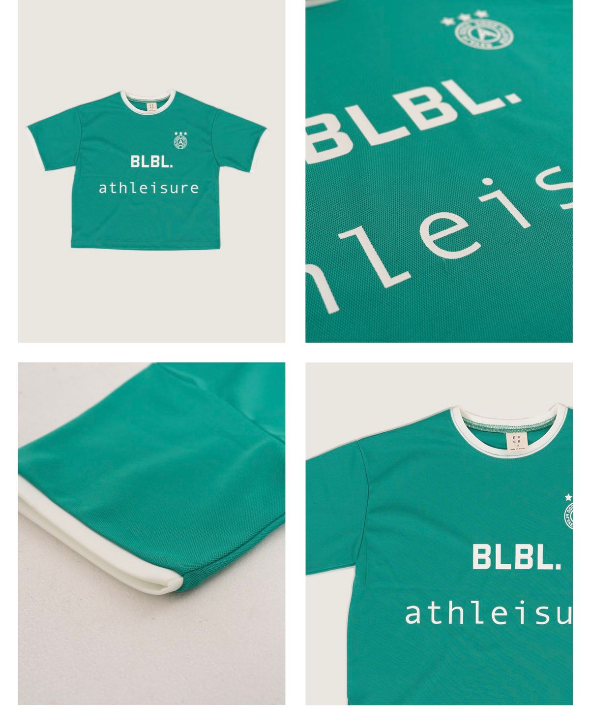 쿠르나르(KRNR) 코어 BLBL 클래식 풋볼 티셔츠 그린,아이보리