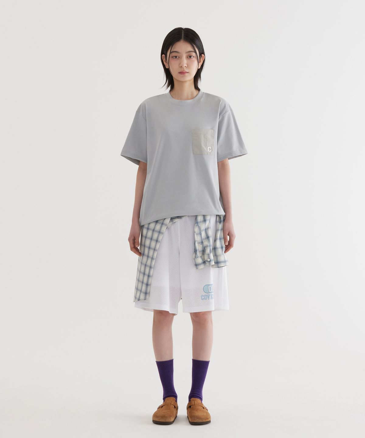 커버낫(COVERNAT) 소로나 나일론 포켓 티셔츠 Light Gray