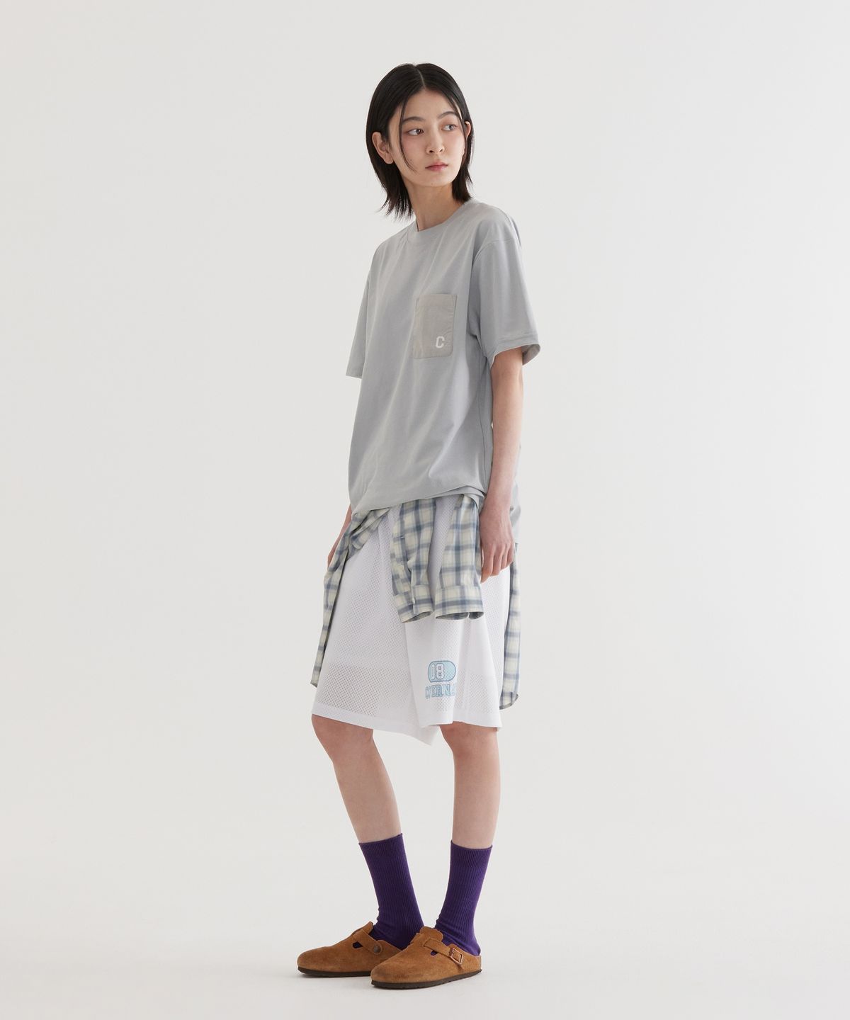 커버낫(COVERNAT) 소로나 나일론 포켓 티셔츠 Light Gray
