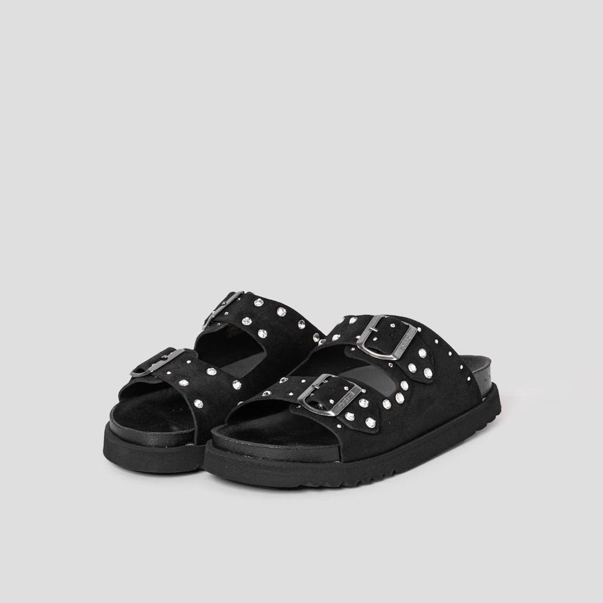 숄(SCHOLL) [Scholl X SWAROVSKI] 코르크 투스트랩 샌들  블랙 (HH54K2H185)