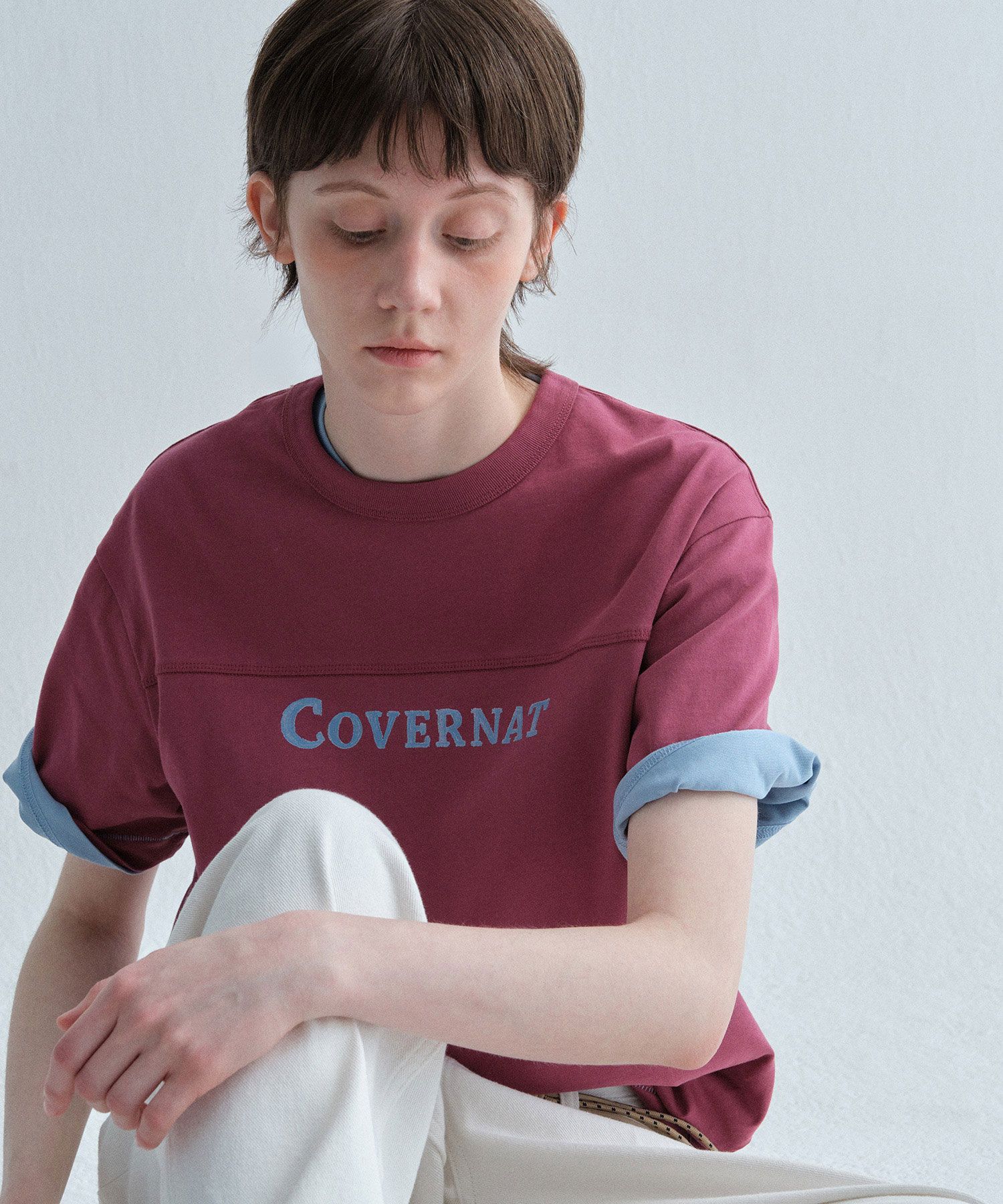 Tシャツ・カットソー COVERNAT Painting Graphic Cutting Line T-Shirt Magenta MUSINSA | COVERNAT Painting Graphic Cutting Line T-Shirt Magenta