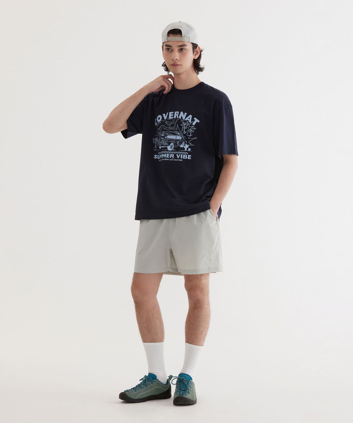 커버낫(COVERNAT) 볼륨 카 그래픽 티셔츠 Dark Navy