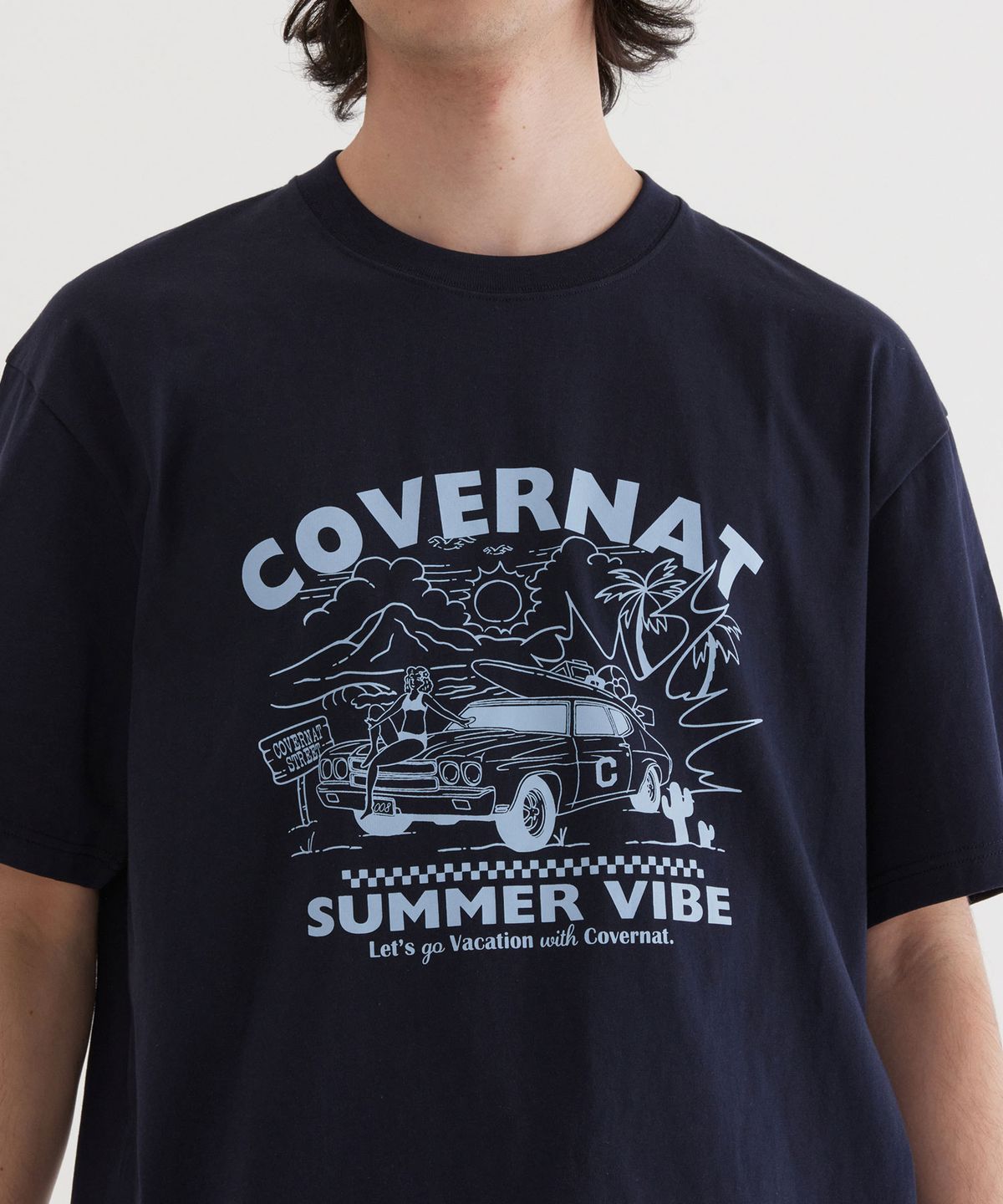커버낫(COVERNAT) 볼륨 카 그래픽 티셔츠 Dark Navy