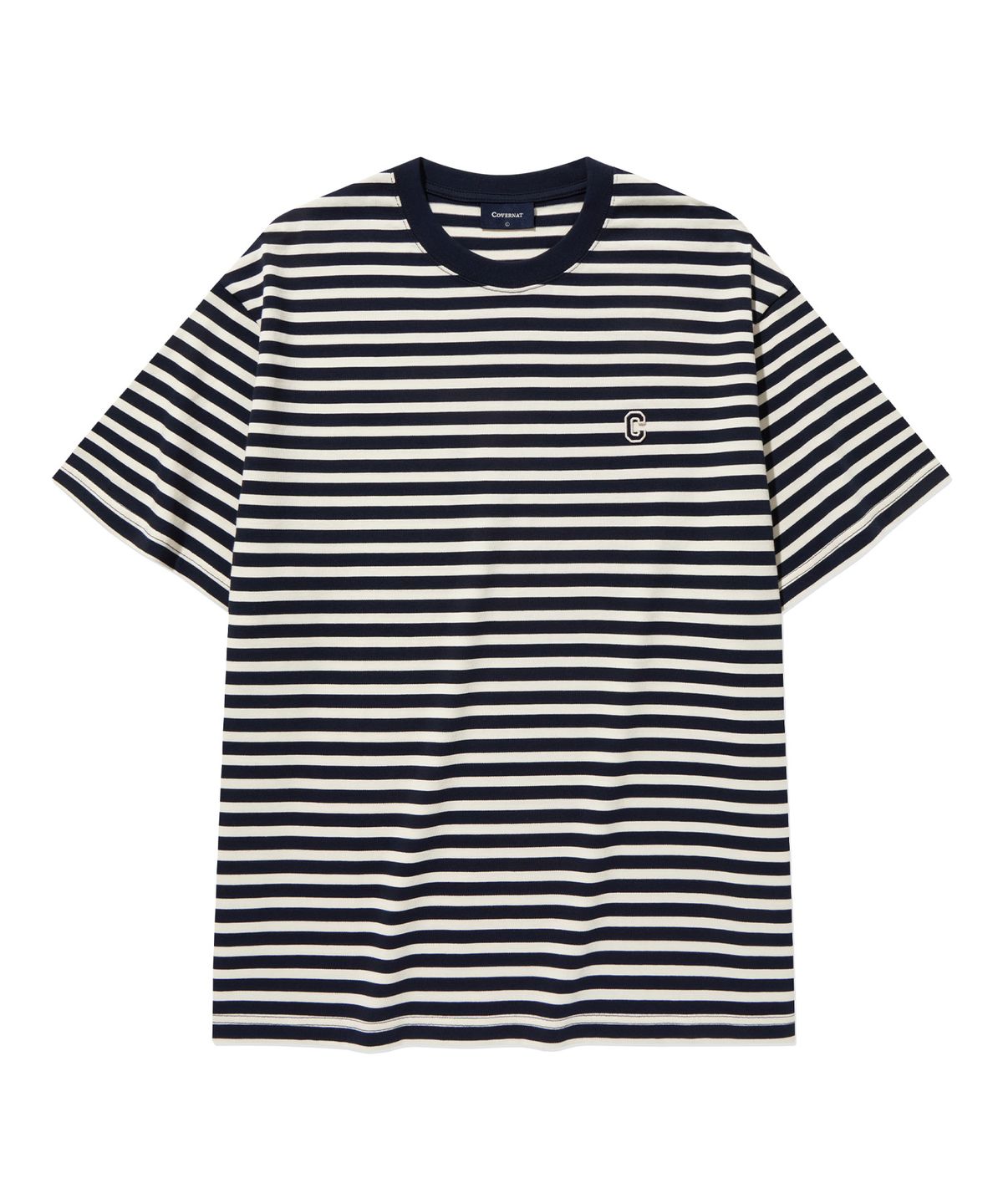 커버낫(COVERNAT) 베이직 스트라이프 티셔츠 Dark Navy