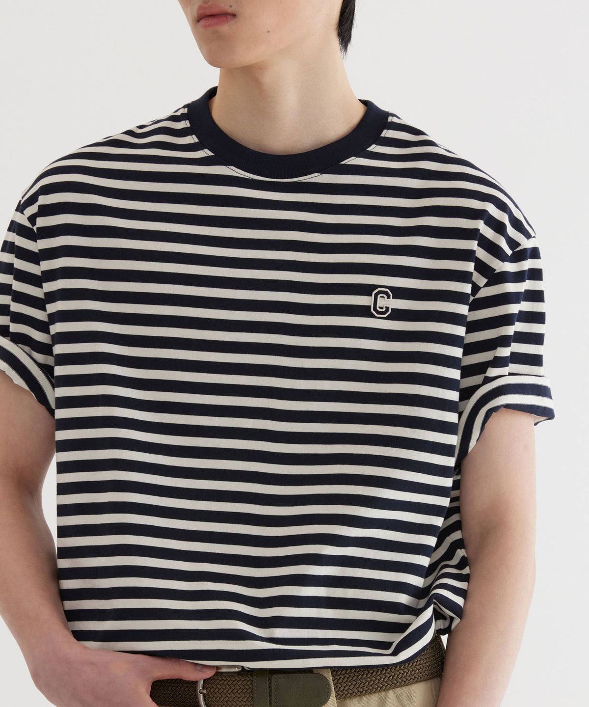 커버낫(COVERNAT) 베이직 스트라이프 티셔츠 Dark Navy