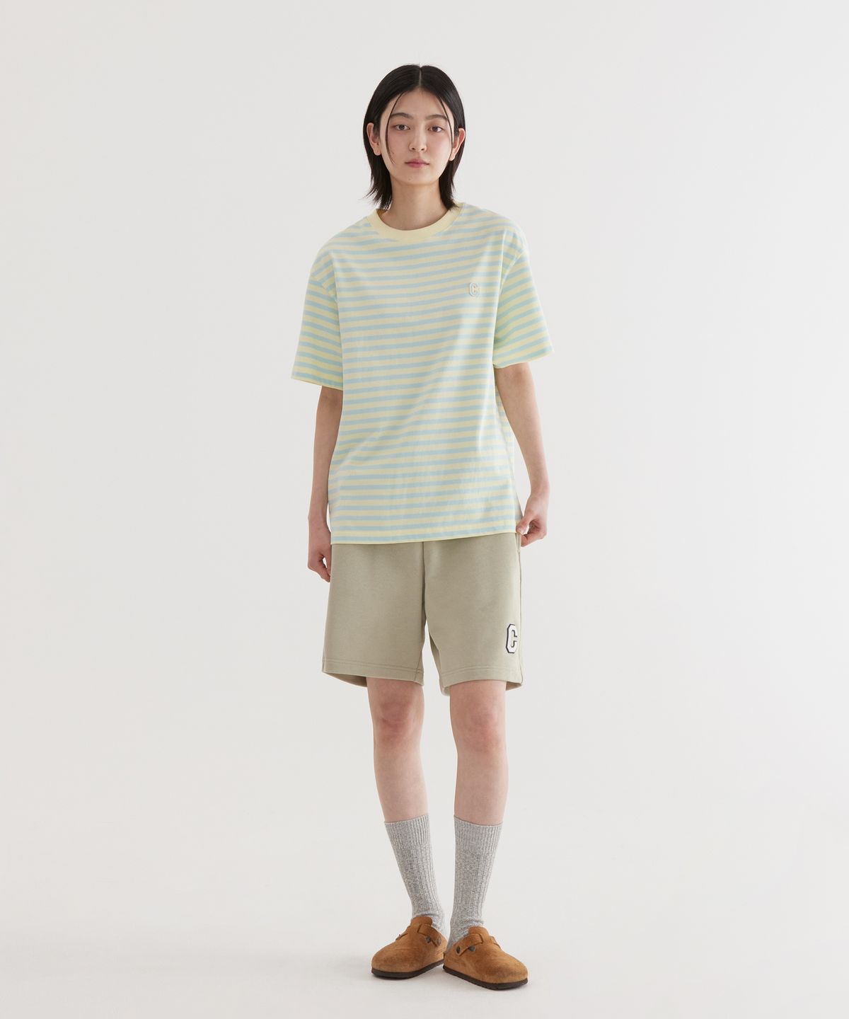 커버낫(COVERNAT) 베이직 스트라이프 티셔츠 Lemon