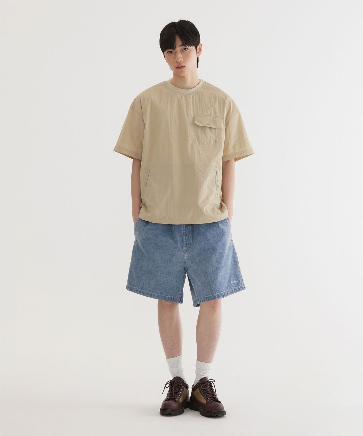 커버낫(COVERNAT) 우븐 유틸리티 티셔츠 Beige