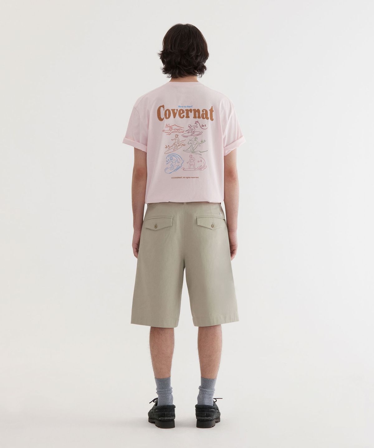 커버낫(COVERNAT) 쿨 코튼 서핑 모션 그래픽 티셔츠 Light Pink