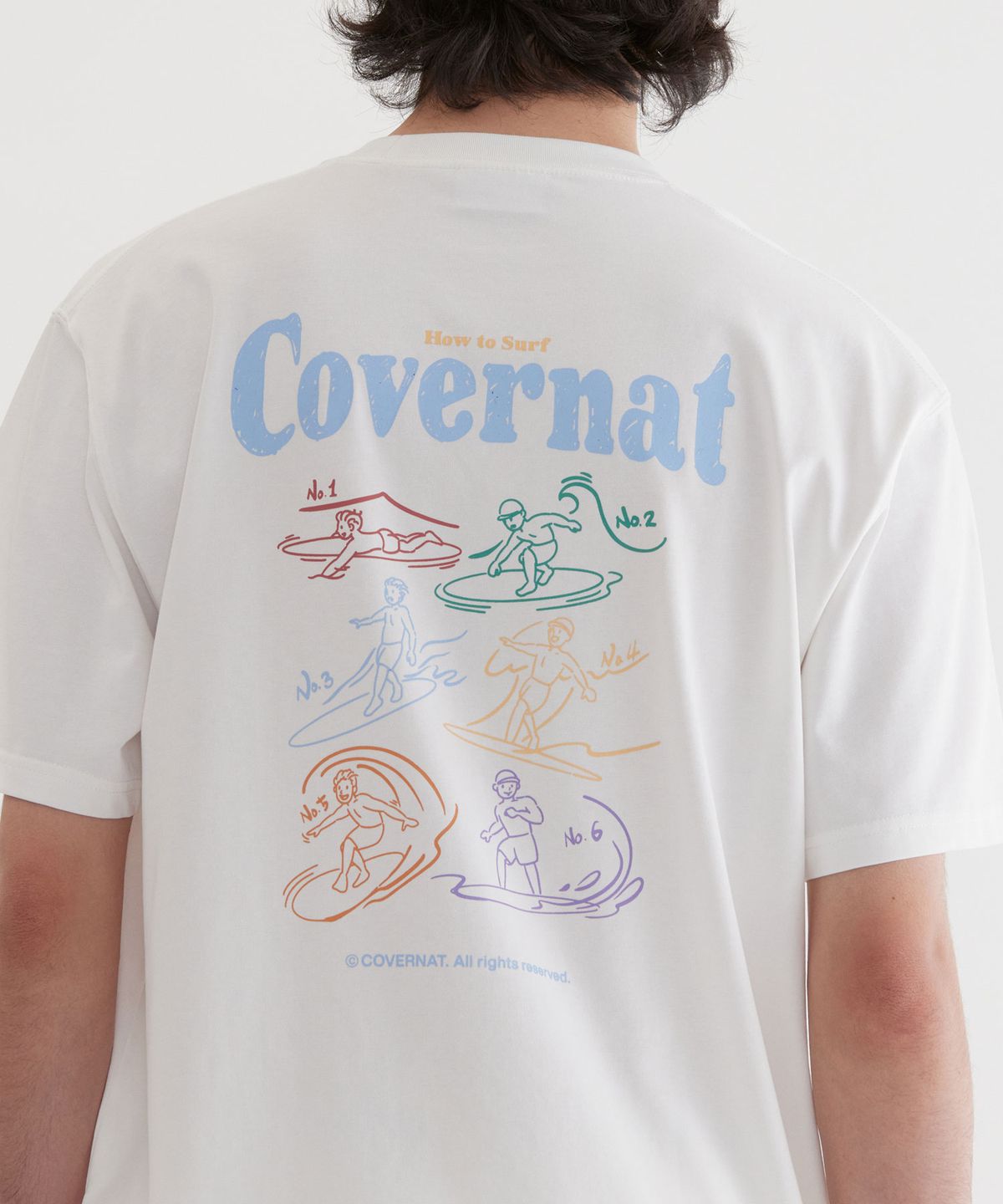 커버낫(COVERNAT) 쿨 코튼 서핑 모션 그래픽 티셔츠 White