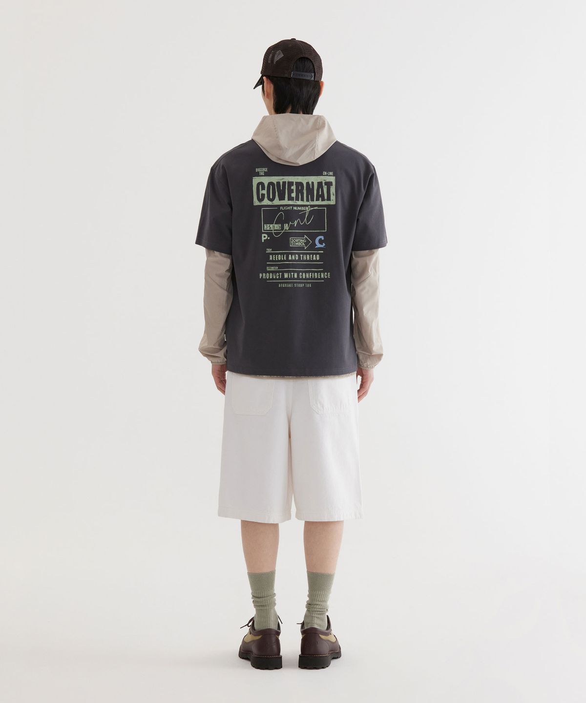 커버낫(COVERNAT) 수피마 배기지택 그래픽 티셔츠 Charcoal