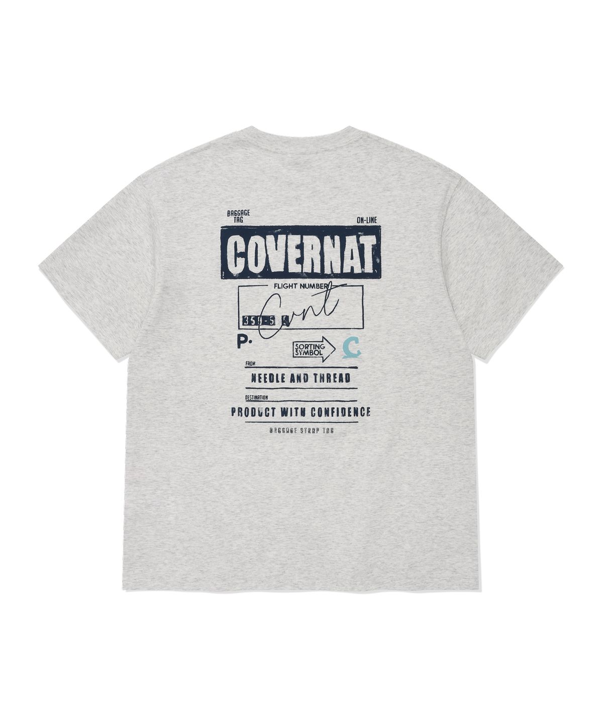 커버낫(COVERNAT) 수피마 배기지택 그래픽 티셔츠 Heather Gray