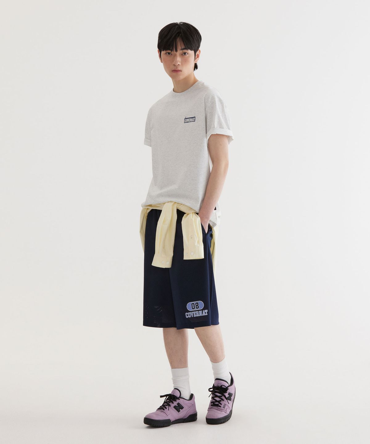 커버낫(COVERNAT) 수피마 배기지택 그래픽 티셔츠 Heather Gray
