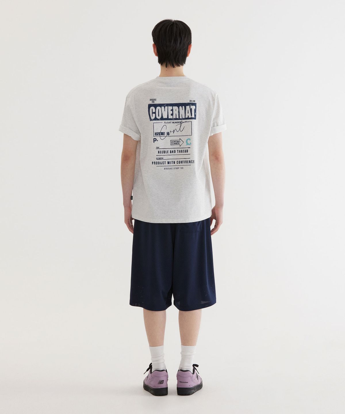 커버낫(COVERNAT) 수피마 배기지택 그래픽 티셔츠 Heather Gray