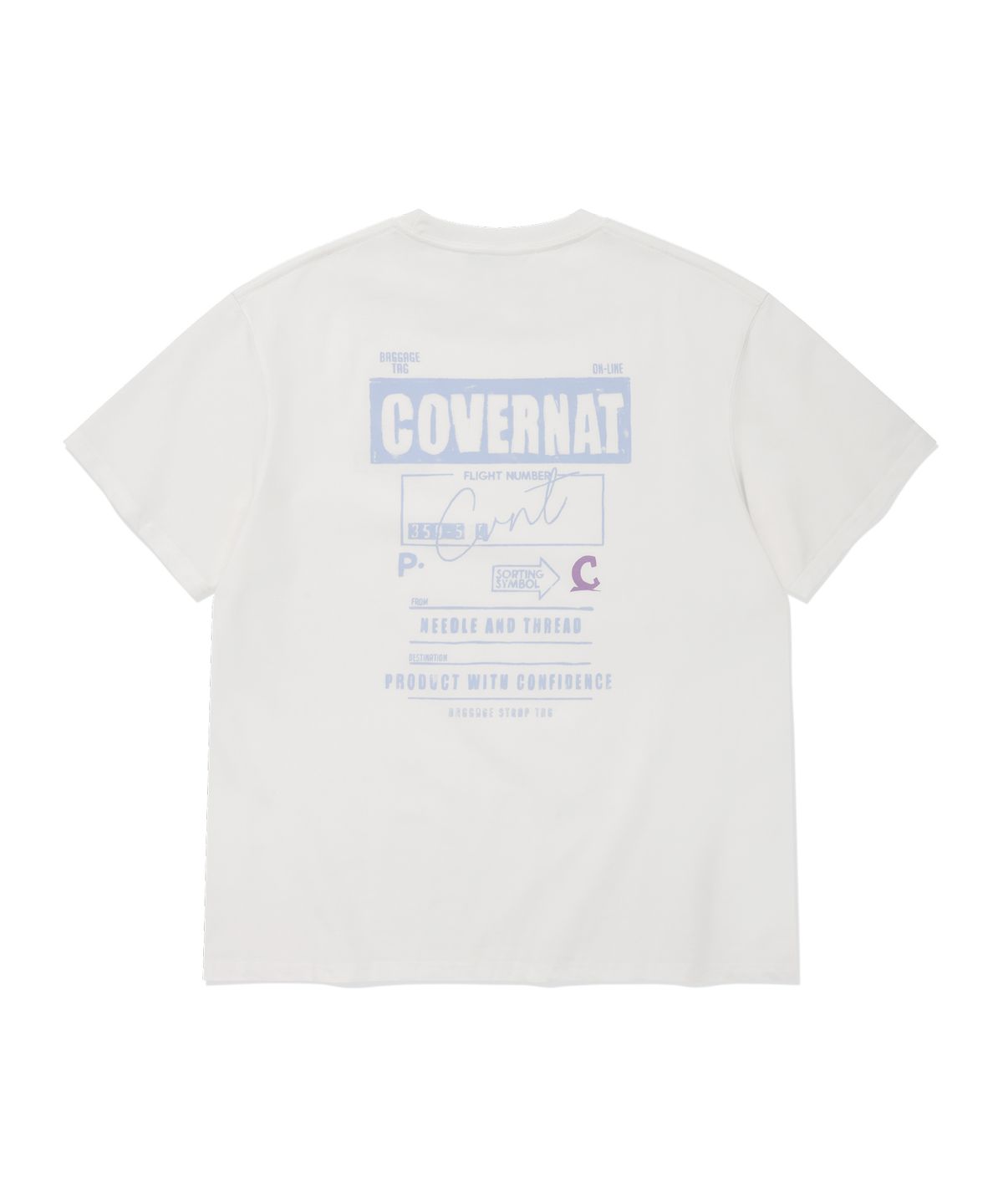 커버낫(COVERNAT) 수피마 배기지택 그래픽 티셔츠 White