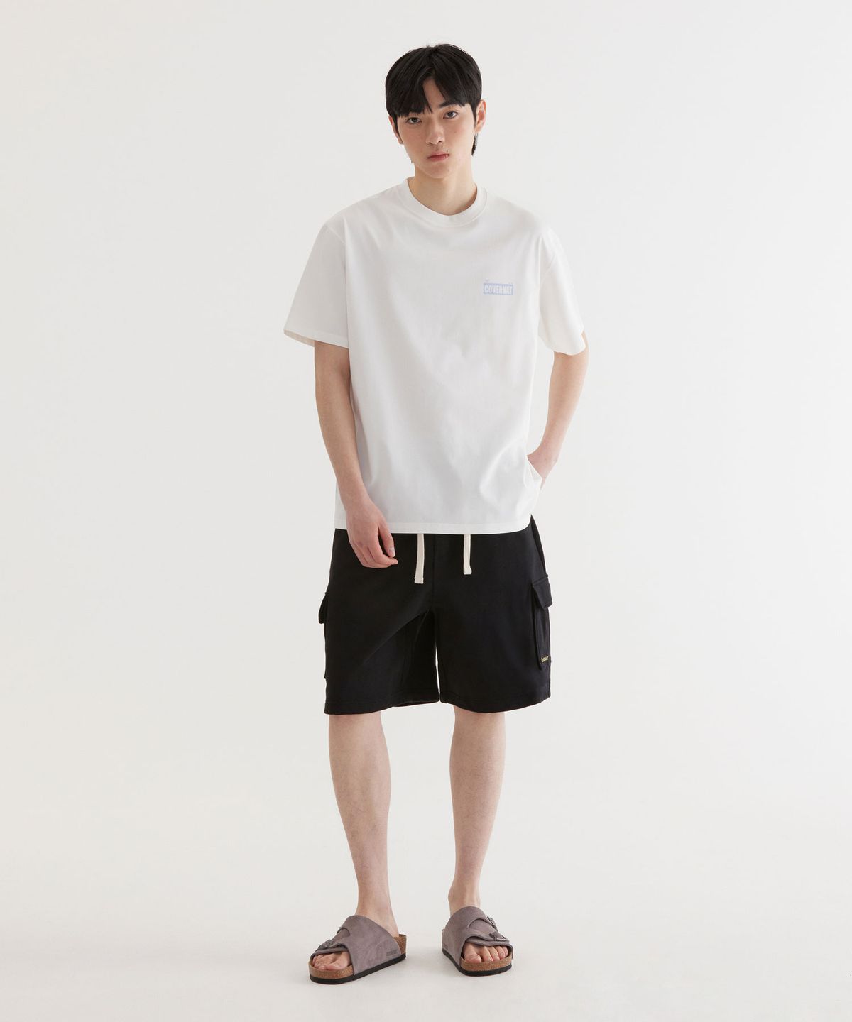 커버낫(COVERNAT) 수피마 배기지택 그래픽 티셔츠 White
