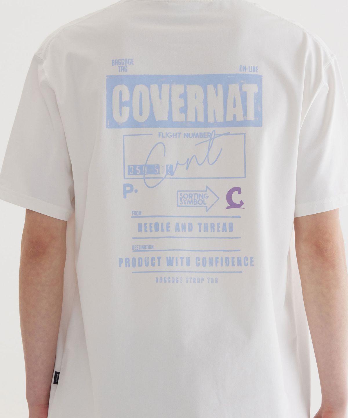 커버낫(COVERNAT) 수피마 배기지택 그래픽 티셔츠 White