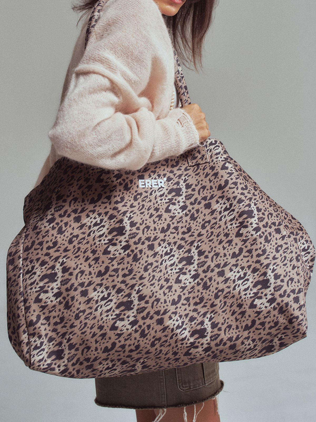 에르에르(ERER) Signature leopard eco bag Brown