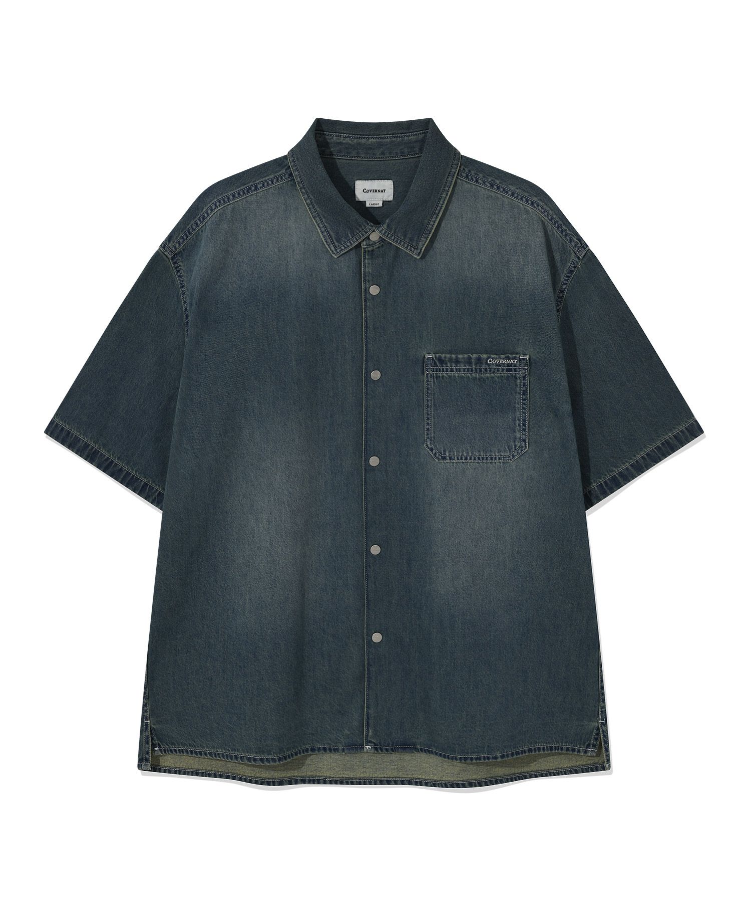COVERNATのWashed Denim Half Shirt 全2色 MUSINSA公式 | COVERNAT Washed denim half shirt Blue