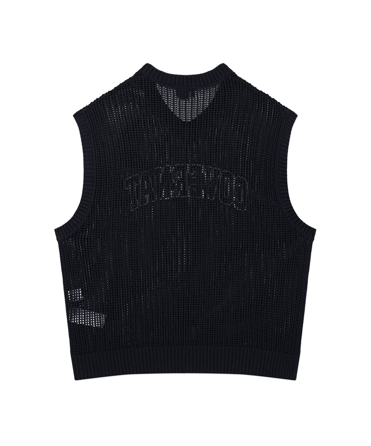 커버낫(COVERNAT) 아치 로고 매쉬 니트 베스트 Dark Navy